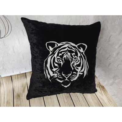 Personalized pillowcase. The symbol of 2022, the tiger. Machine embroidery.