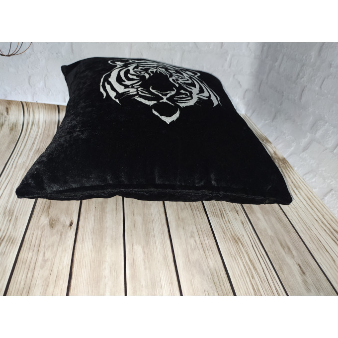 Personalized pillowcase. The symbol of 2022, the tiger. Machine embroidery.